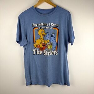 Sesame Street Learned On The Streets Blue Graphic T-Shirt Mens Large Retro